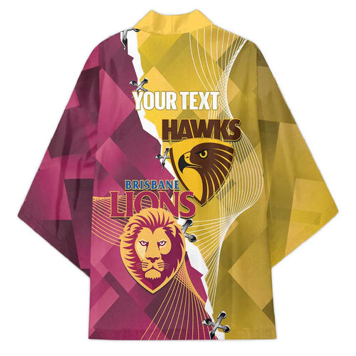 Personalised Hawks and Lions Inspired Kimono Dynamic Style - Aussie Hoodie