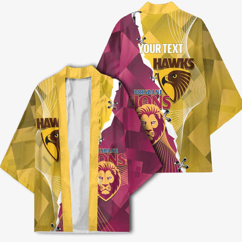 Personalised Hawks and Lions Inspired Kimono Dynamic Style - Aussie Hoodie