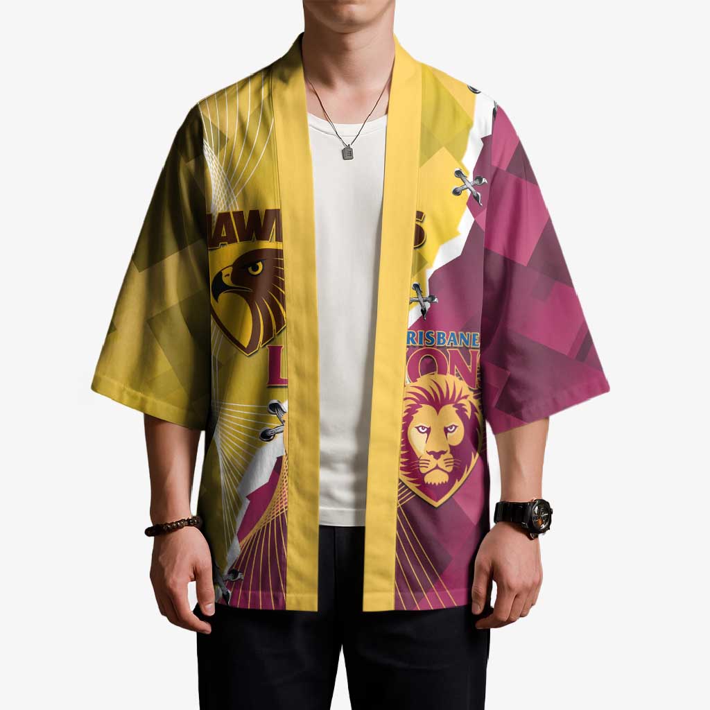 Personalised Hawks and Lions Inspired Kimono Dynamic Style - Aussie Hoodie