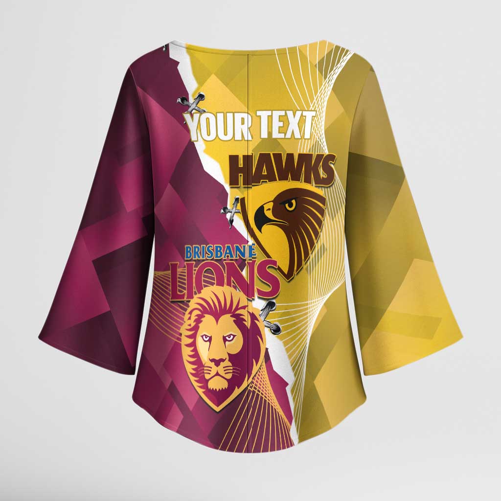 Personalised Hawks and Lions Inspired Kimono Sleeve Blouse Dynamic Style - Aussie Hoodie