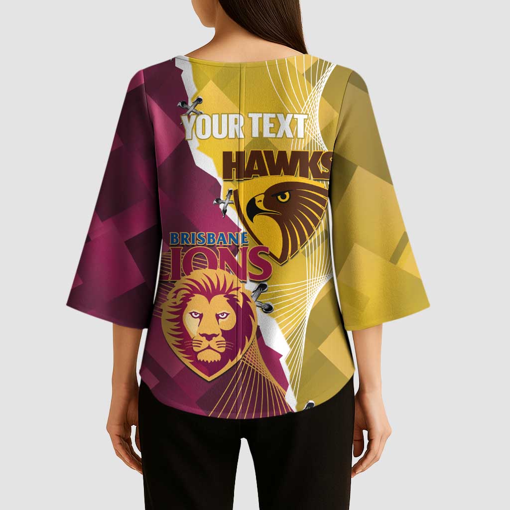Personalised Hawks and Lions Inspired Kimono Sleeve Blouse Dynamic Style - Aussie Hoodie