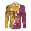 Personalised Hawks and Lions Inspired Long Sleeve Button Shirt Dynamic Style - Aussie Hoodie