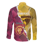 Personalised Hawks and Lions Inspired Long Sleeve Button Shirt Dynamic Style - Aussie Hoodie
