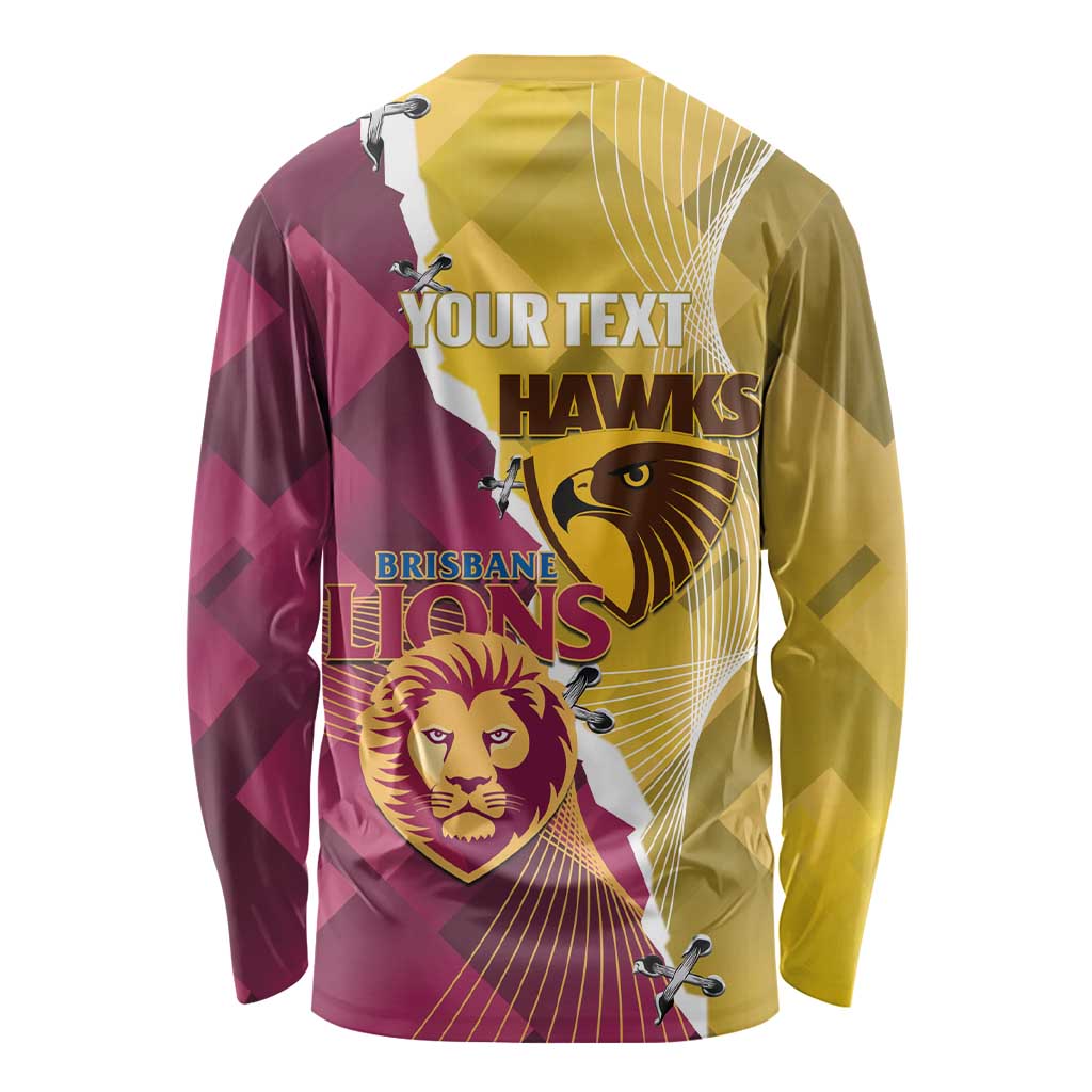 Personalised Hawks and Lions Inspired Long Sleeve Shirt Dynamic Style - Aussie Hoodie