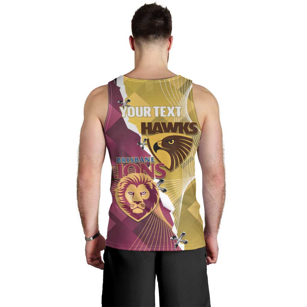 Personalised Hawks and Lions Inspired Men Tank Top Dynamic Style - Aussie Hoodie