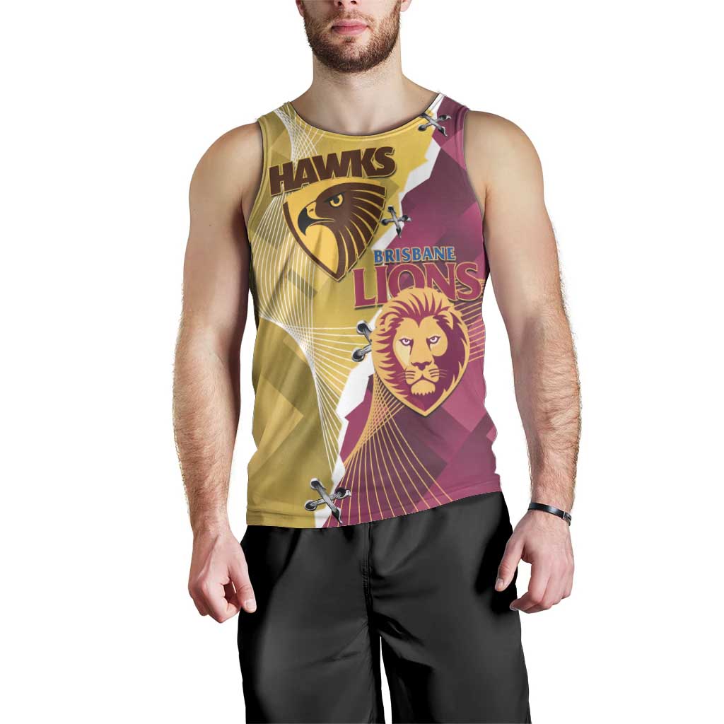 Personalised Hawks and Lions Inspired Men Tank Top Dynamic Style - Aussie Hoodie