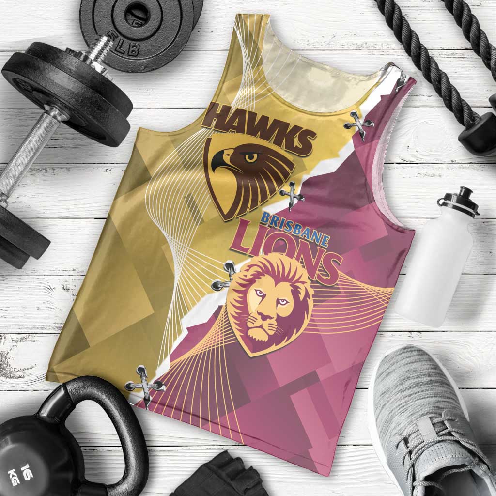 Personalised Hawks and Lions Inspired Men Tank Top Dynamic Style - Aussie Hoodie