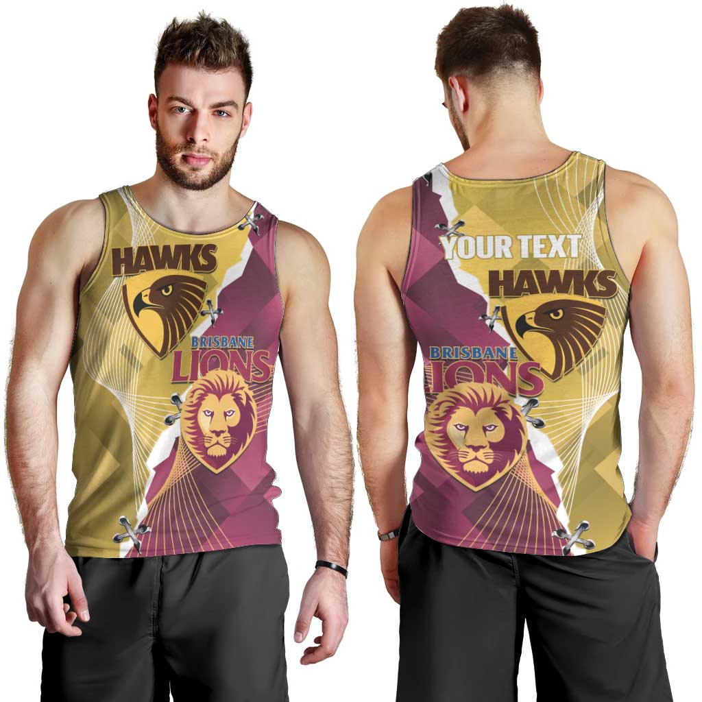 Personalised Hawks and Lions Inspired Men Tank Top Dynamic Style - Aussie Hoodie