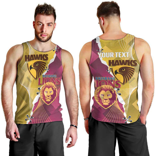 Personalised Hawks and Lions Inspired Men Tank Top Dynamic Style - Aussie Hoodie