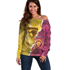 Personalised Hawks and Lions Inspired Off Shoulder Sweater Dynamic Style - Aussie Hoodie