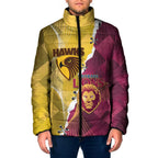 Personalised Hawks and Lions Inspired Padded Jacket Dynamic Style - Aussie Hoodie