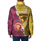 Personalised Hawks and Lions Inspired Padded Jacket Dynamic Style - Aussie Hoodie