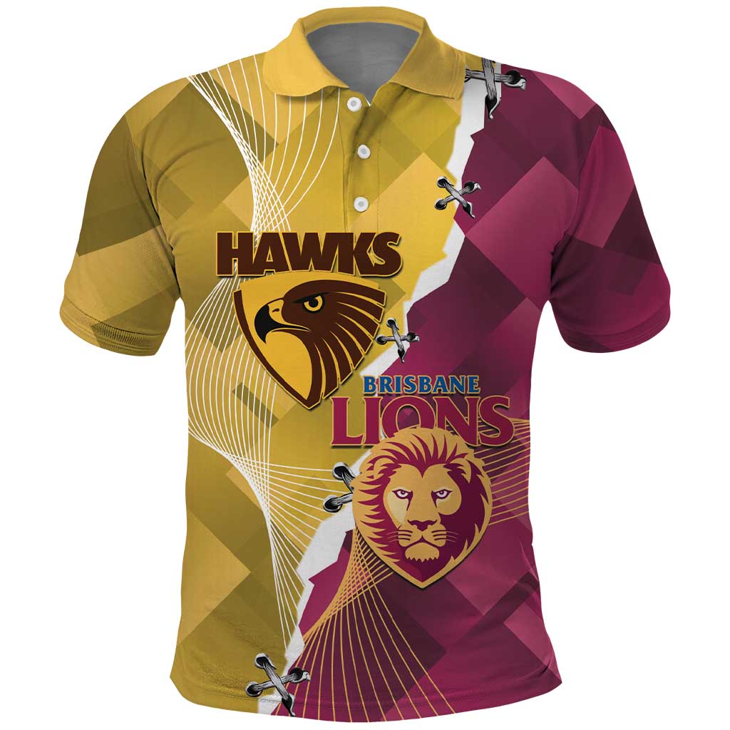 Personalised Hawks and Lions Inspired Polo Shirt Dynamic Style - Aussie Hoodie