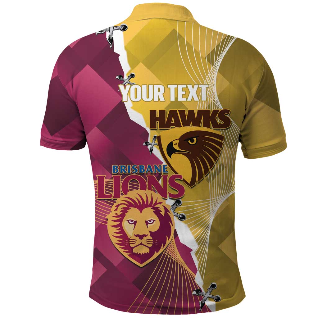 Personalised Hawks and Lions Inspired Polo Shirt Dynamic Style - Aussie Hoodie