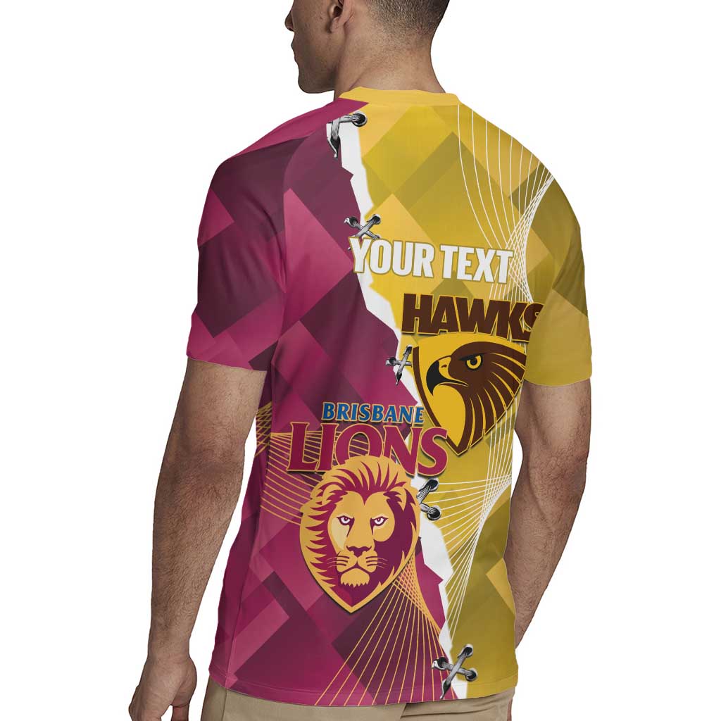 Personalised Hawks and Lions Inspired Rugby Jersey Dynamic Style - Aussie Hoodie