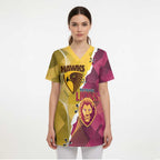 Personalised Hawks and Lions Inspired Scrub Top Dynamic Style - Aussie Hoodie