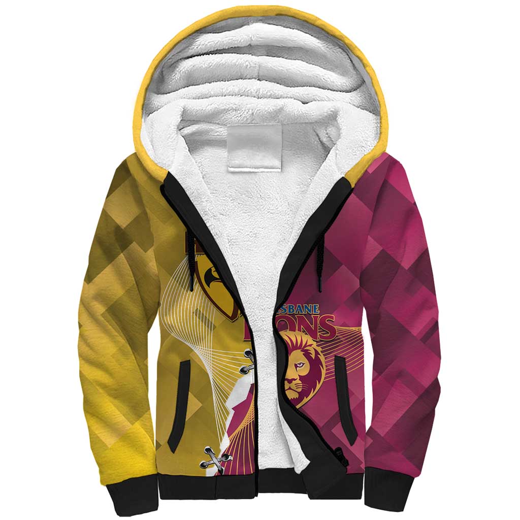 Personalised Hawks and Lions Inspired Sherpa Hoodie Dynamic Style - Aussie Hoodie