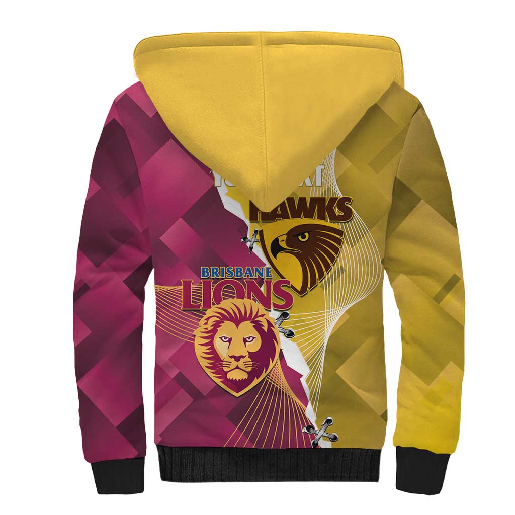 Personalised Hawks and Lions Inspired Sherpa Hoodie Dynamic Style - Aussie Hoodie
