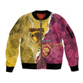 Personalised Hawks and Lions Inspired Sleeve Zip Bomber Jacket Dynamic Style - Aussie Hoodie