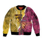 Personalised Hawks and Lions Inspired Sleeve Zip Bomber Jacket Dynamic Style - Aussie Hoodie