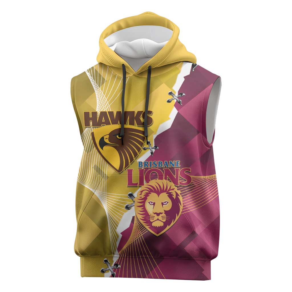 Personalised Hawks and Lions Inspired Sleeveless Hoodie Dynamic Style - Aussie Hoodie
