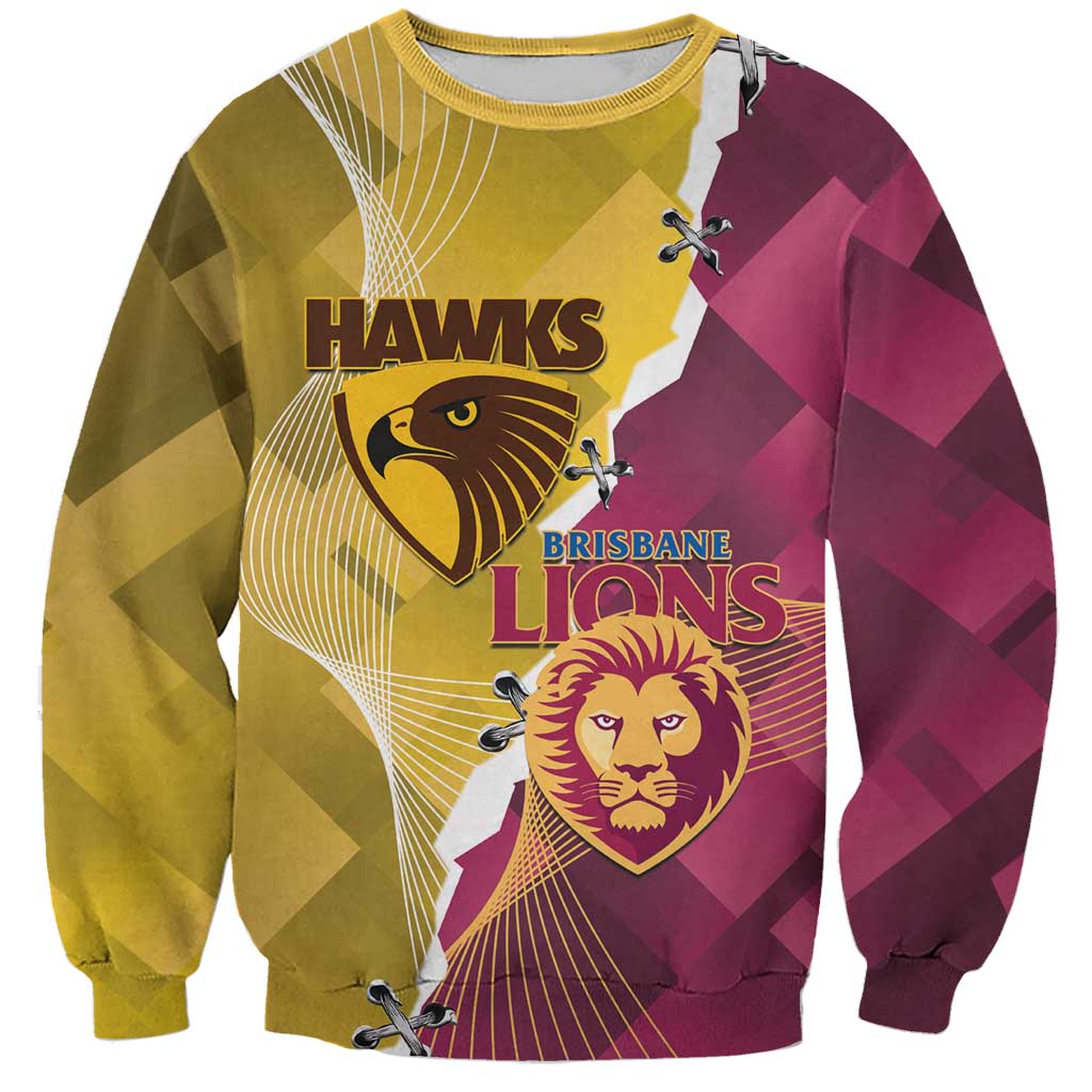 Personalised Hawks and Lions Inspired Sweatshirt Dynamic Style - Aussie Hoodie