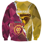 Personalised Hawks and Lions Inspired Sweatshirt Dynamic Style - Aussie Hoodie