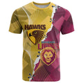 Personalised Hawks and Lions Inspired T Shirt Dynamic Style - Aussie Hoodie