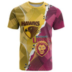 Personalised Hawks and Lions Inspired T Shirt Dynamic Style - Aussie Hoodie