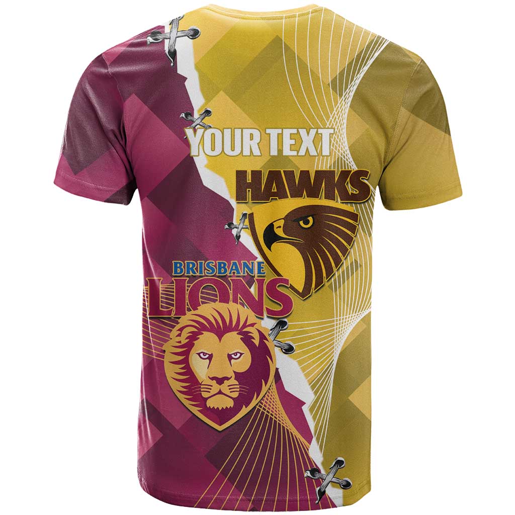 Personalised Hawks and Lions Inspired T Shirt Dynamic Style - Aussie Hoodie