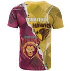 Personalised Hawks and Lions Inspired T Shirt Dynamic Style - Aussie Hoodie