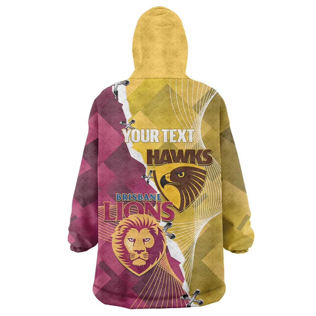 Personalised Hawks and Lions Inspired Wearable Blanket Hoodie Dynamic Style - Aussie Hoodie