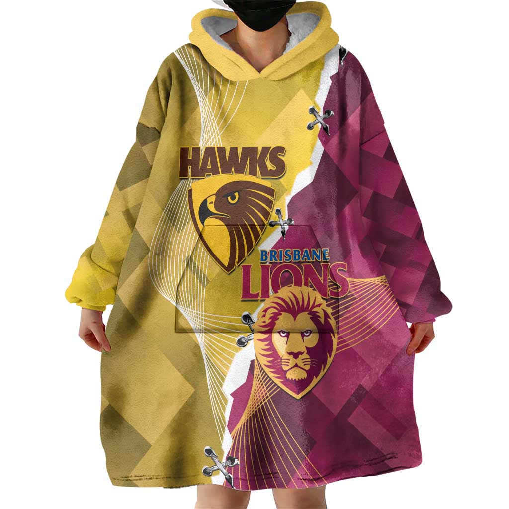 Personalised Hawks and Lions Inspired Wearable Blanket Hoodie Dynamic Style - Aussie Hoodie