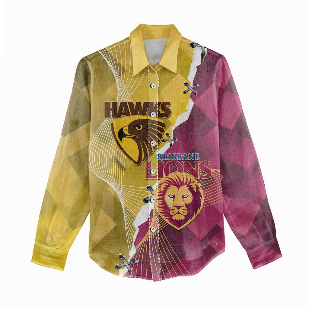 Personalised Hawks and Lions Inspired Women Casual Shirt Dynamic Style - Aussie Hoodie