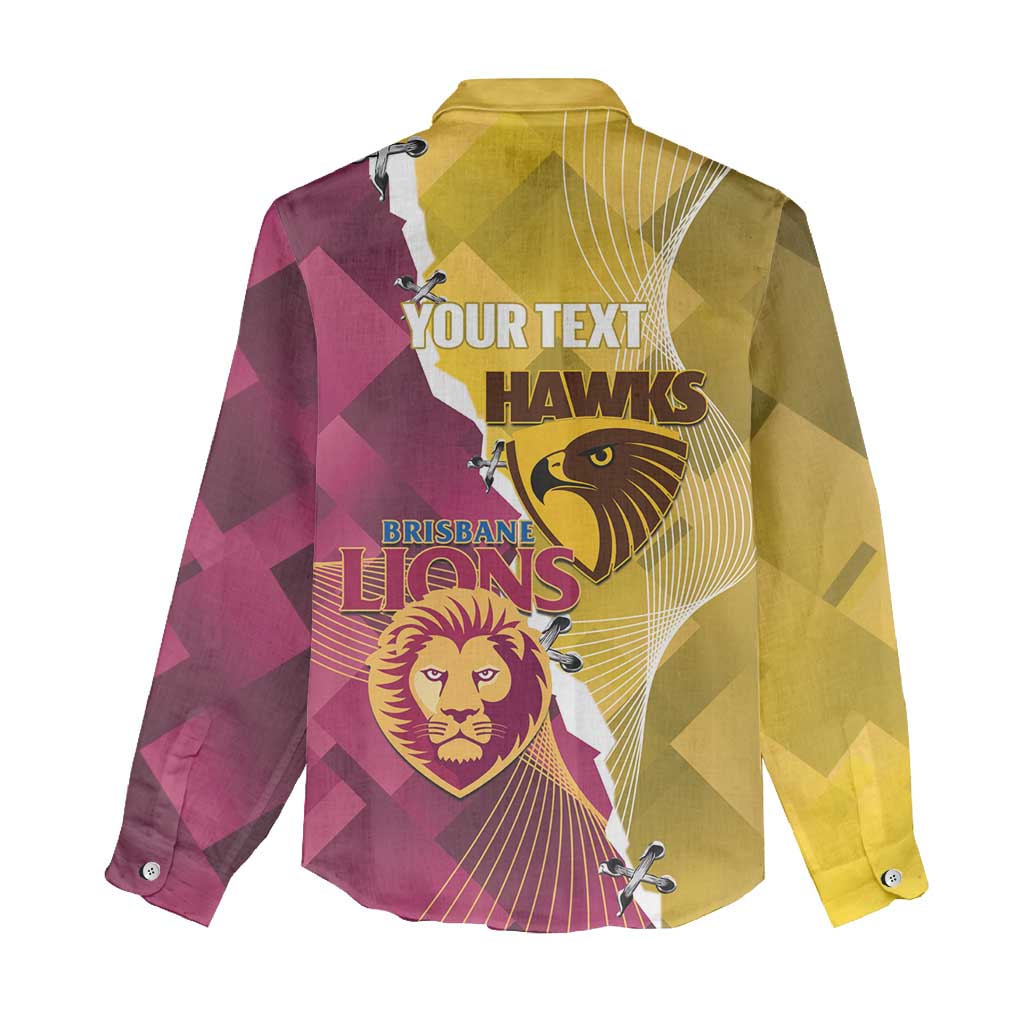 Personalised Hawks and Lions Inspired Women Casual Shirt Dynamic Style - Aussie Hoodie