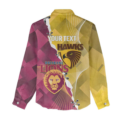 Personalised Hawks and Lions Inspired Women Casual Shirt Dynamic Style - Aussie Hoodie