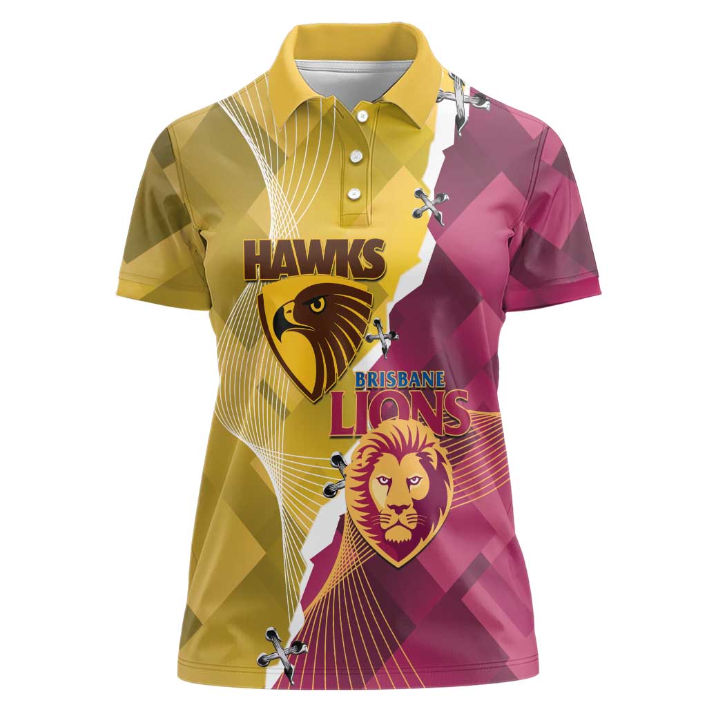 Personalised Hawks and Lions Inspired Women Polo Shirt Dynamic Style - Aussie Hoodie
