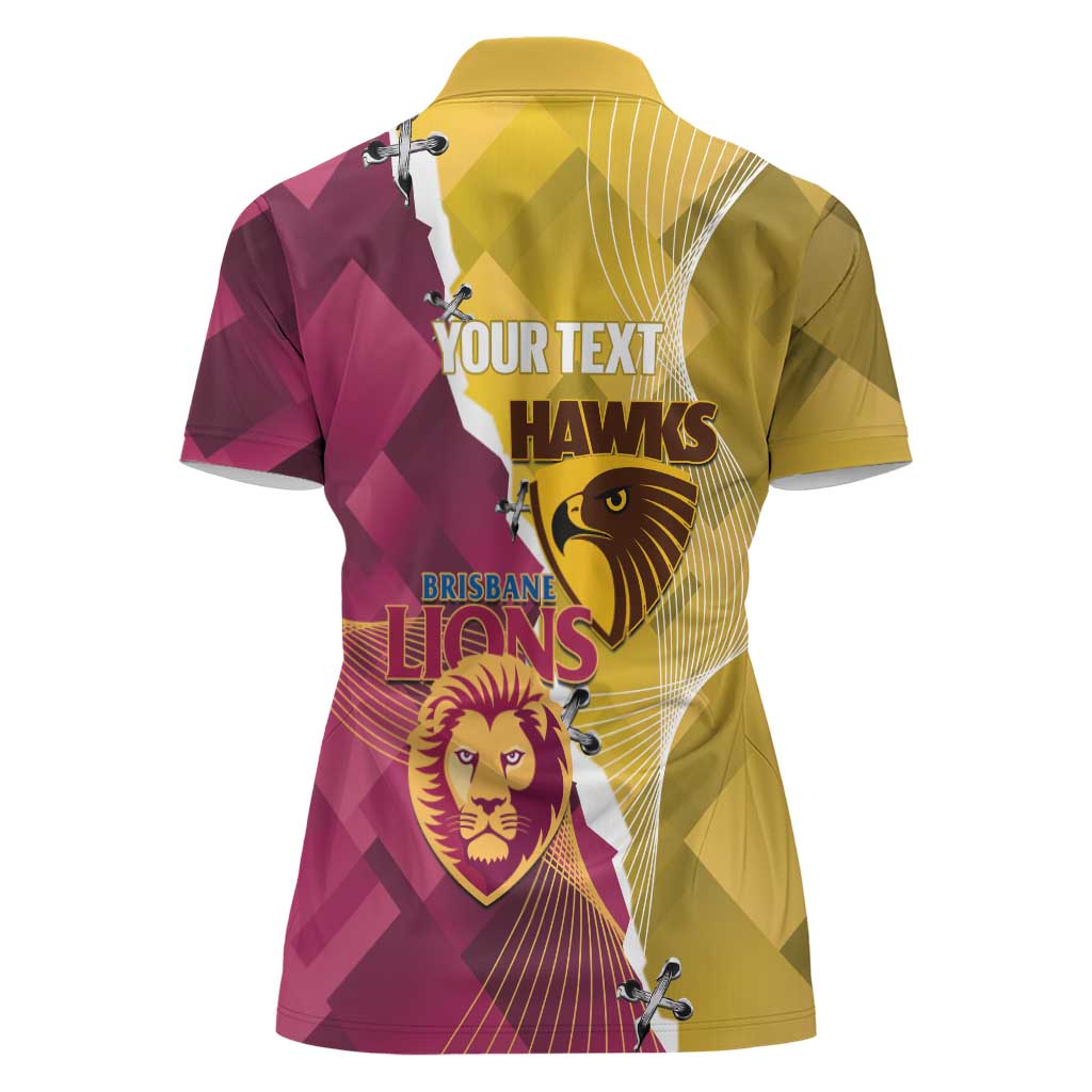Personalised Hawks and Lions Inspired Women Polo Shirt Dynamic Style - Aussie Hoodie