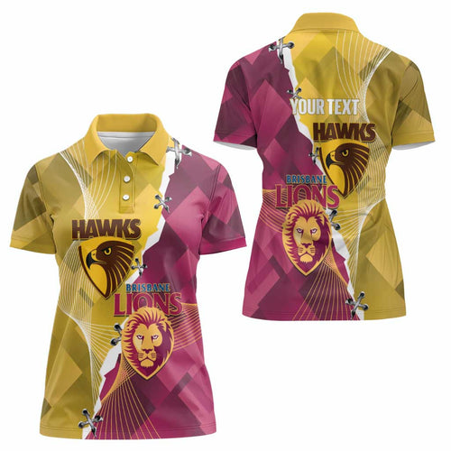 Personalised Hawks and Lions Inspired Women Polo Shirt Dynamic Style - Aussie Hoodie