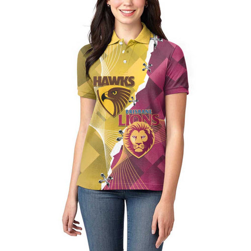 Personalised Hawks and Lions Inspired Women Polo Shirt Dynamic Style - Aussie Hoodie