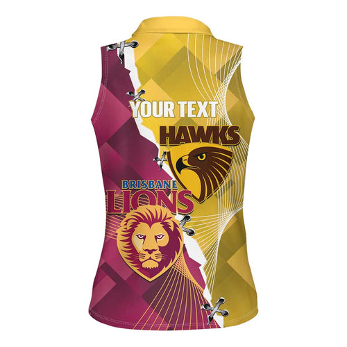Personalised Hawks and Lions Inspired Women Sleeveless Polo Shirt Dynamic Style - Aussie Hoodie