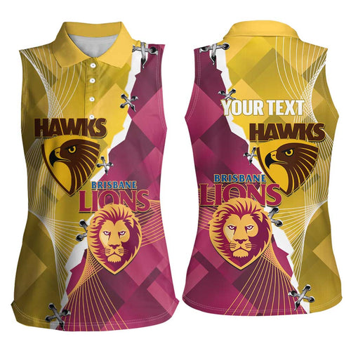 Personalised Hawks and Lions Inspired Women Sleeveless Polo Shirt Dynamic Style - Aussie Hoodie