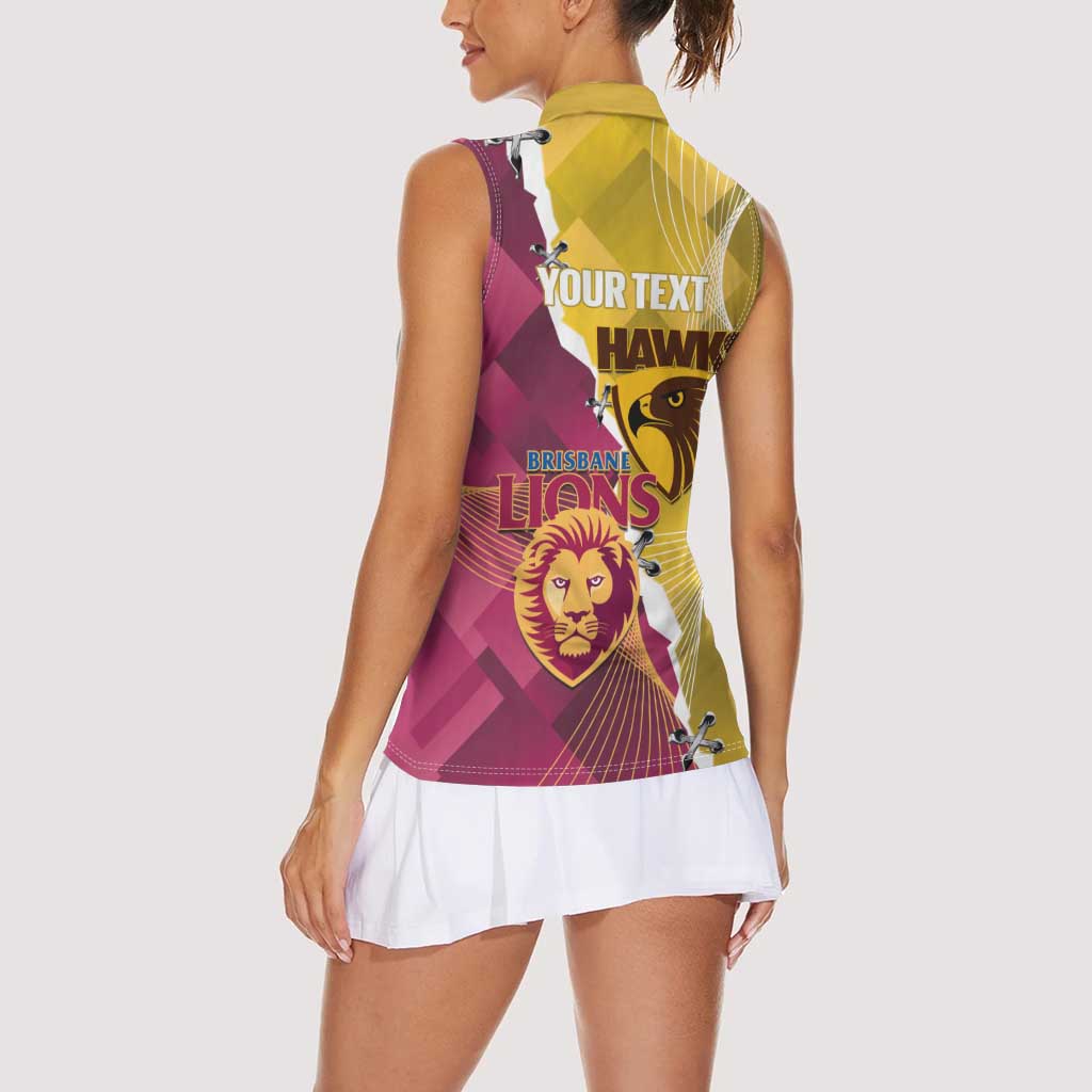 Personalised Hawks and Lions Inspired Women Sleeveless Polo Shirt Dynamic Style - Aussie Hoodie