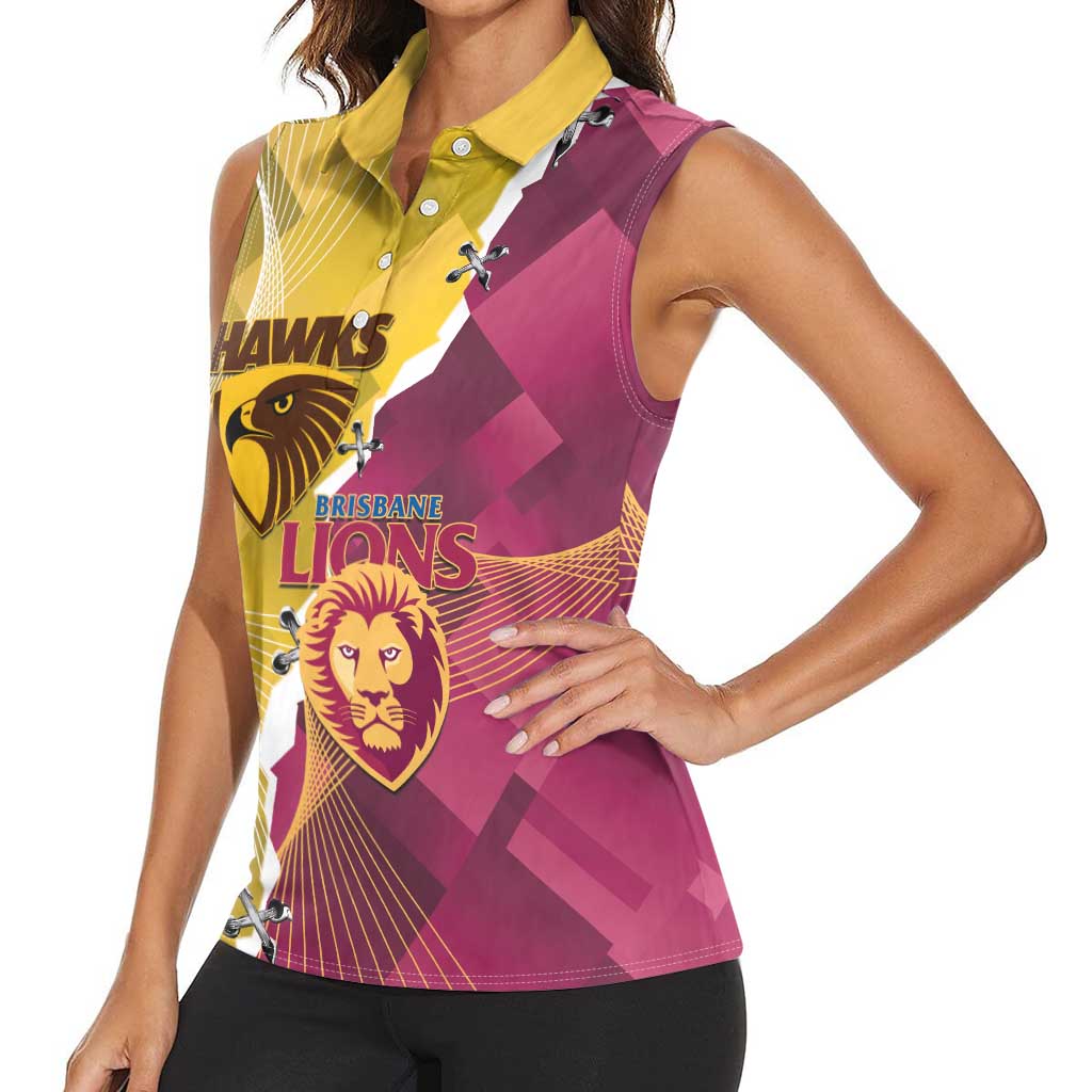 Personalised Hawks and Lions Inspired Women Sleeveless Polo Shirt Dynamic Style - Aussie Hoodie