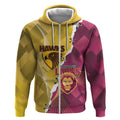 Personalised Hawks and Lions Inspired Zip Hoodie Dynamic Style - Aussie Hoodie