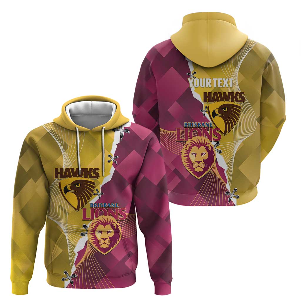 Personalised Hawks and Lions Inspired Zip Hoodie Dynamic Style - Aussie Hoodie