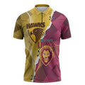Personalised Hawks and Lions Inspired Zipper Polo Shirt Dynamic Style - Aussie Hoodie