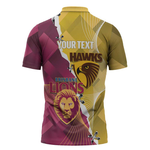 Personalised Hawks and Lions Inspired Zipper Polo Shirt Dynamic Style - Aussie Hoodie