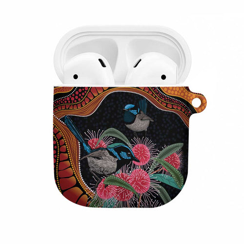 Hakea Flower And Fairy Wren Australia AirPods Case Aboriginal Art - Aussie Hoodie
