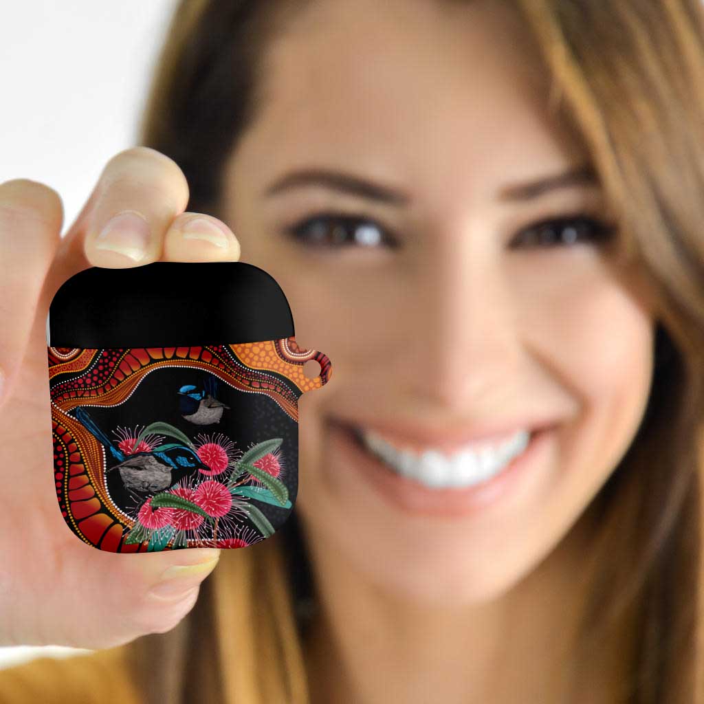 Hakea Flower And Fairy Wren Australia AirPods Case Aboriginal Art - Aussie Hoodie